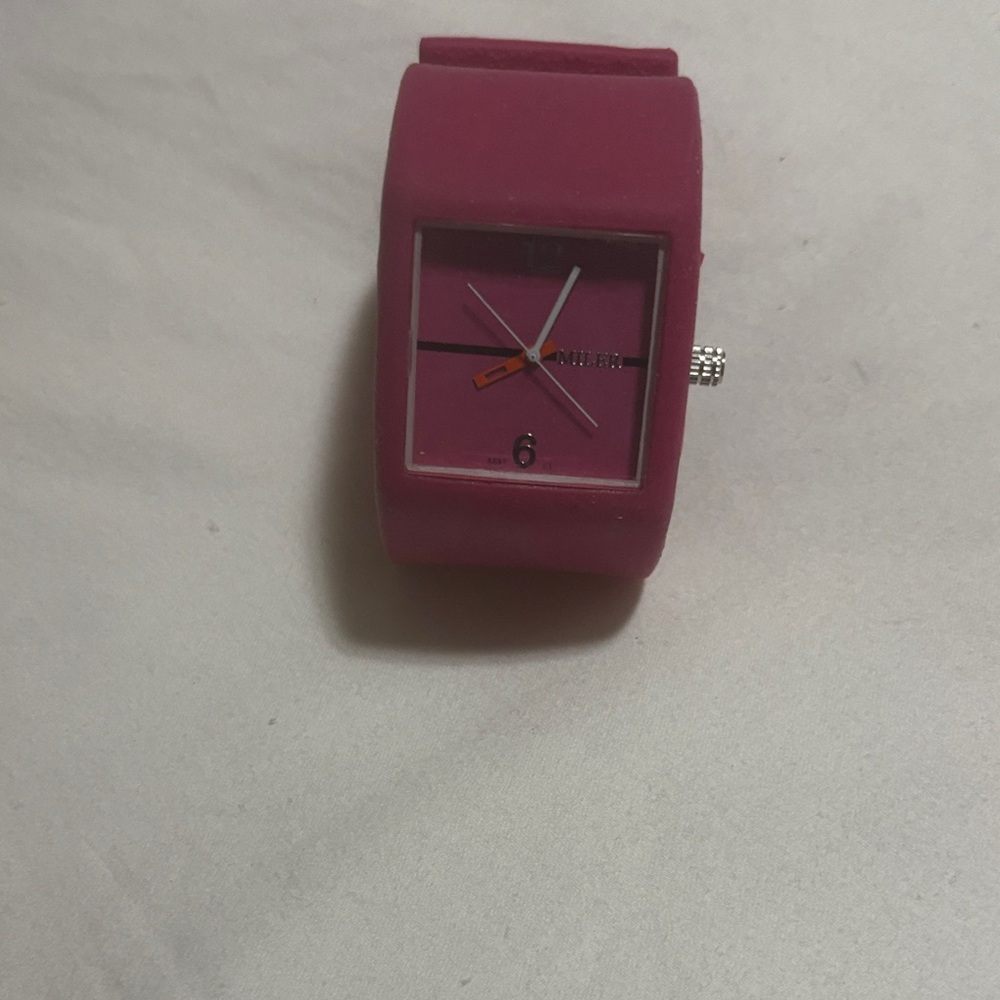 Pink Square Silicone Strap Watch